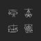 Marine exploration chalk white icons set on black background