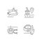 Marine exploration linear icons set