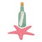 Marine find icon isometric vector. Message in bottle and underwater starfish