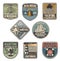 Marine icons, nautical heraldic anchor, lighthouse