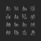 Marine industry chalk white icons set on black background