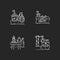 Marine industry sector chalk white icons set on black background
