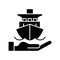 Marine insurance black glyph icon