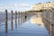 Marine Lake walkway at high tide,Weston Super Mare, Somerset