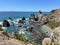 Marine Landscape. The view of rocky coastline at Tawharanui Regional Park in a sunny day, New Zealand