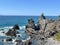 Marine Landscape. The view of rocky coastline at Tawharanui Regional Park in a sunny day, New Zealand