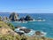 Marine Landscape. The view of rocky coastline at Tawharanui Regional Park in a sunny day, New Zealand