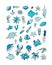 Marine life, collection of sketches for your design