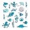 Marine life, collection of sketches for your design