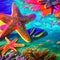 Marine life, fish, starfish. Background, desktop image. Summer desktop images.