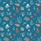 Marine Life flat vector seamless pattern background. Underwater animals wildlife