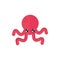 Marine life, red octopus cartoon sea fauna animal