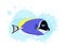 Marine life tropical colorful fish set illustration in cartoon.