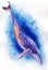 Marine life:  whale, watercolour drawing.