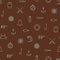 Marine line icons seamless pattern on brown background
