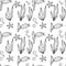 Marine little fish blak ink outline in doodle style seamless pattern.