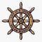 Marine old vintage helm logo. Nautical sea emblem