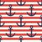 Marine pattern. Anchor, navy seamless pattern with stripes