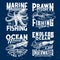 Marine prawn fishing, scuba diving club print