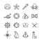 Marine, sea, nautical thin line vector icons