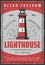 Marine seafarer navigation lighthouse retro poster