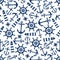 Marine seamless pattern with blue items