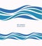 Marine seamless pattern with stylized blue waves on a light back