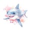 Marine shark watercolor illustration, marine animals clipart