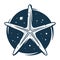Marine starfish into space. Nautical or wanderlust