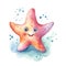 Marine starfish watercolor illustration, marine animals clipart