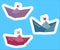 Marine theme. Three paper boat stickers