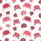 Marine vector seamless pattern with crabs and shells. Doodle style, hand drawn. Item for your design.