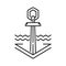 Marine vessel anchor and water waves line icon