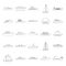 Marine vessels types icons set, outline style