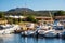 Marinella, Sardinia, Italy - Panoramic view of Golfo di Marinella port and marina quarter - Porto Marana - at the Costa Smeralda