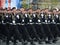 Marines of the 61st separate Kirkenes red banner naval infantry brigade coastal forces of the Northern fleet during the parade on