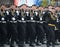 Marines of the 61st separate Kirkenes red banner naval infantry brigade coastal forces of the Northern fleet during the parade on