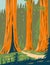 Mariposa Grove of Giant Sequoia in Yosemite National Park near Wawona California WPA Poster Art