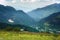 Maritime Alps, Limone Piemonte in summer. View of the valley from the top of the mountain