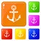 Maritime anchor icons set vector color