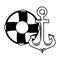 Maritime anchor and lifebuoy navy