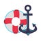 Maritime anchor and lifebuoy navy