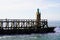 Maritime lighthouse at the tip of capbreton in southwest france