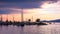 Maritime museum ferry dock under sunset, Ferries constitute an important component of Vancouver`s transportation system.