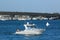 A maritime patrol boat in the harbor. Tauranga, New Zealand