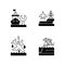 Maritime sector black linear icons set