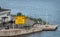 Maritime stop sign in Frihamnen Port, Stockholm, Sweden