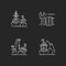 Maritime structures and regulation chalk white icons set on black background