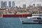 Maritime traffic at the Bosphorus strait in Istanbul. Transportation Turkey