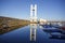 Maritime watchtower of A Coruna reflected in the water at sunset